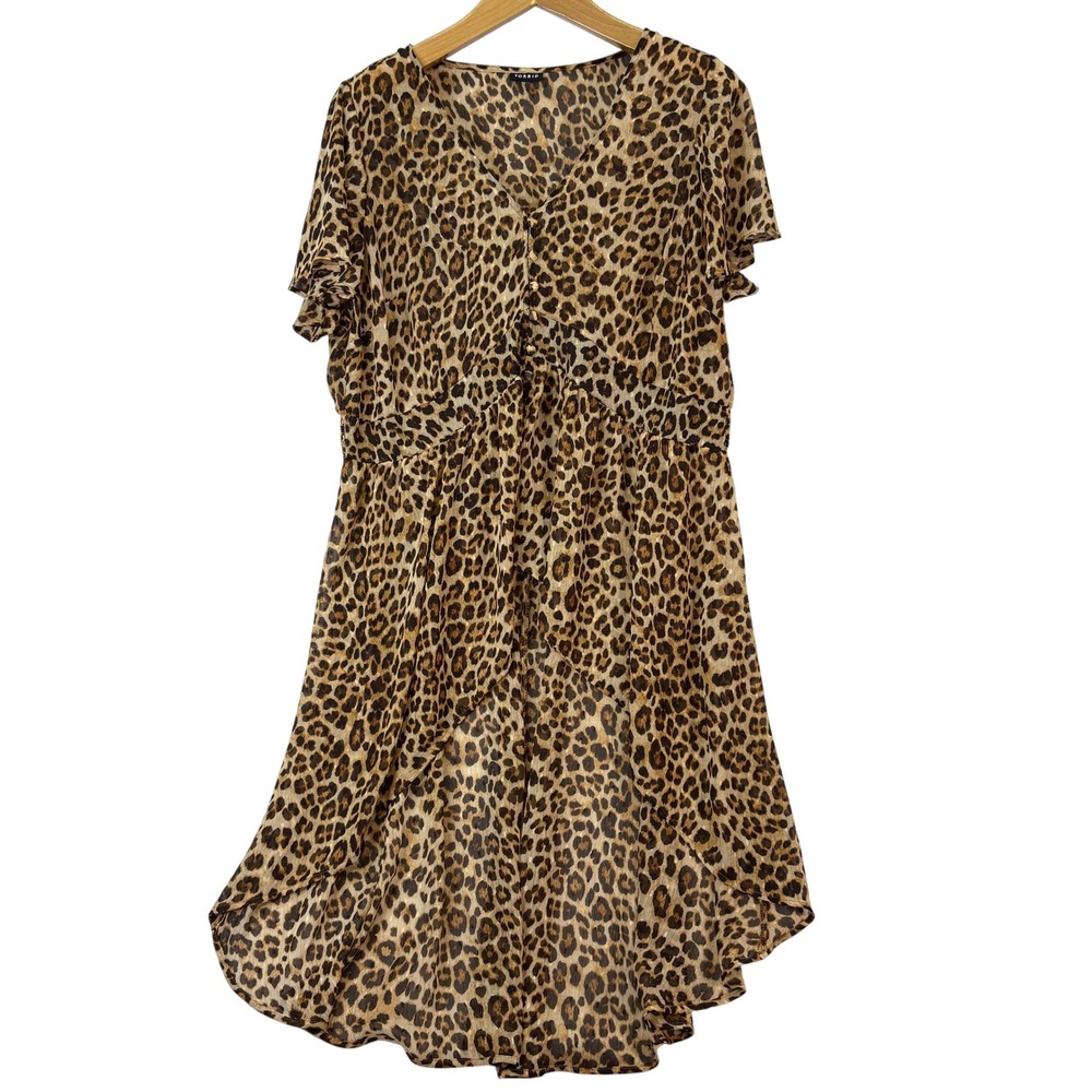 Torrid Leopard Print High Low Sheer Metallic Tunic Womens 2X Boho Lightweight